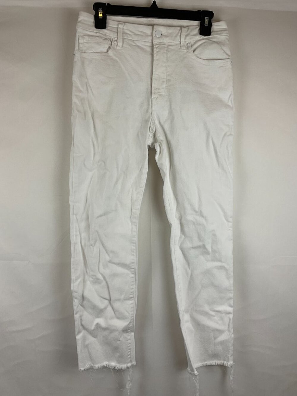 Good American Always Fit Good Legs Straight Jeans 6/28 White Raw Hem